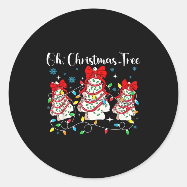 Oh Christmas Tree Cakes Debbie Becky Jen Cake Love Classic Round Sticker (Front)