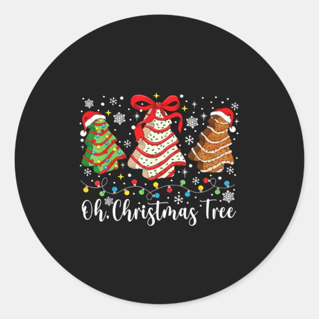 Oh Christmas Tree Cakes Debbie Becky Jen Cake Love Classic Round Sticker (Front)