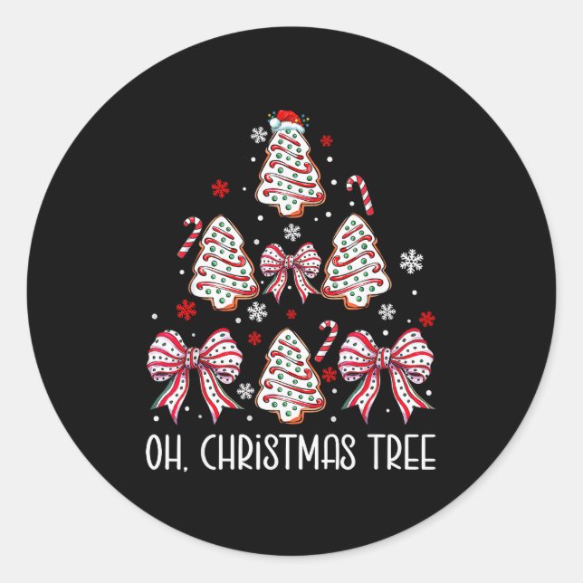 Oh Christmas Tree Cakes Debbie Becky Jen Cake Love Classic Round Sticker (Front)