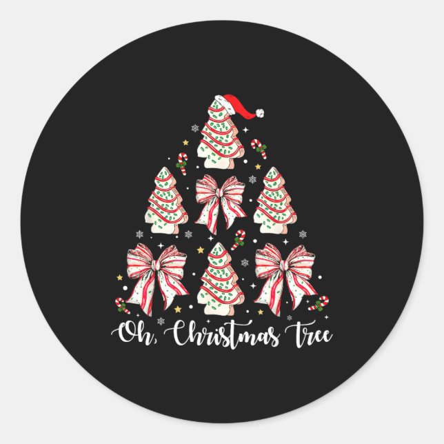 Oh Christmas Tree Cakes Debbie Becky Jen Cake Love Classic Round Sticker (Front)