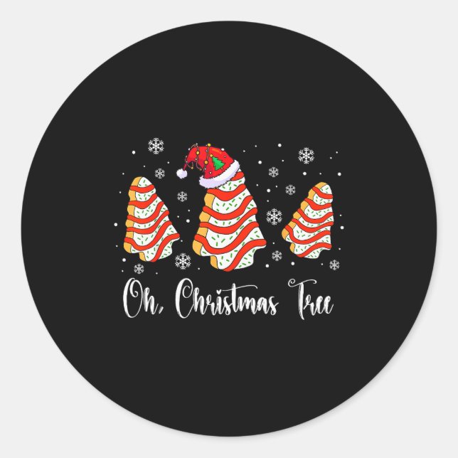 Oh Christmas Tree Cakes Debbie Becky Jen Cake Love Classic Round Sticker (Front)