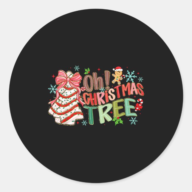 Oh Christmas Tree Cakes Debbie Becky Jen Cake Love Classic Round Sticker (Front)