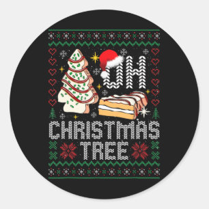 Oh Christmas Tree Cakes Debbie Becky Jen Cake Ugly Classic Round Sticker