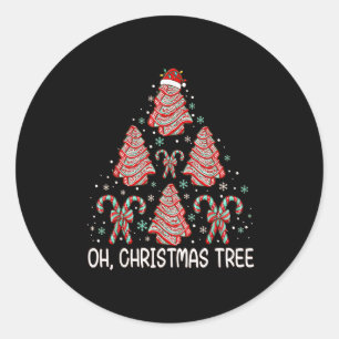 Oh Christmas Tree Cakes Funny Debbie Becky Jen Cak Classic Round Sticker