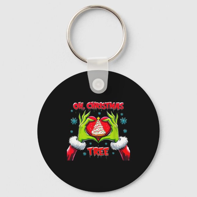Oh Christmas Tree Debbie Cake Lovers Funny Holiday Key Ring (Front)