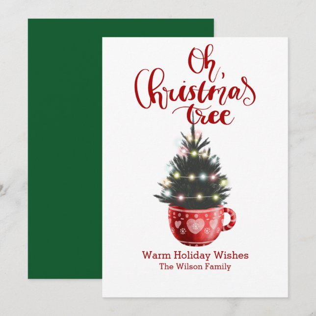 Oh Christmas Tree Hot Chocolate Personalised Holiday Card (Front/Back)