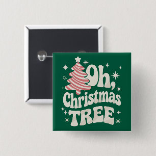Oh Christmas Tree Light Merry Christmas Xmas 15 Cm Square Badge