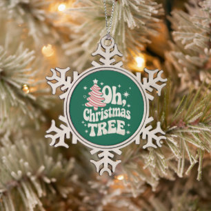 Oh Christmas Tree Light Merry Christmas Xmas  Snowflake Pewter Christmas Ornament