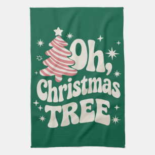Oh Christmas Tree Light Merry Christmas Xmas Tea Towel
