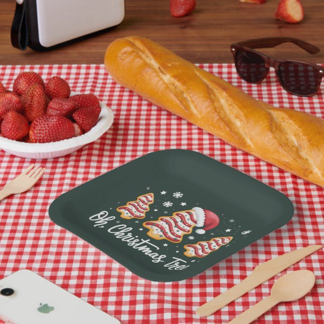 Oh, Christmas Tree Merry Christmas Debbie Cookie Paper Plate (Picnic)