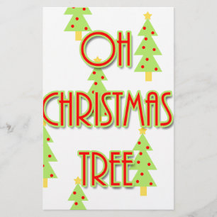 oh christmas tree mid century modern green red stationery