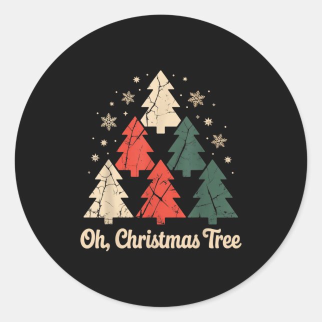 Oh Christmas Tree Star Snow Xmas Holiday Carol The Classic Round Sticker (Front)