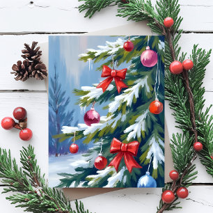 Oh Christmas Tree Watercolor Painting Holiday Card