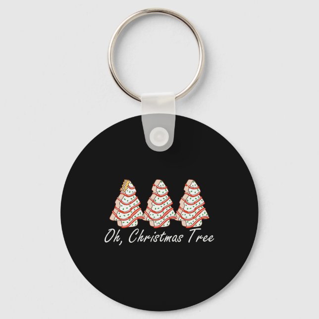 Oh Christmas Tree Xmas Tree Cakes Holiday Pyjamas  Key Ring (Front)