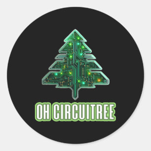 Oh Circuitree Christmas Electronics Circuit Board Classic Round Sticker