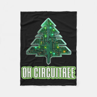 Oh Circuitree Christmas Electronics Circuit Board  Fleece Blanket