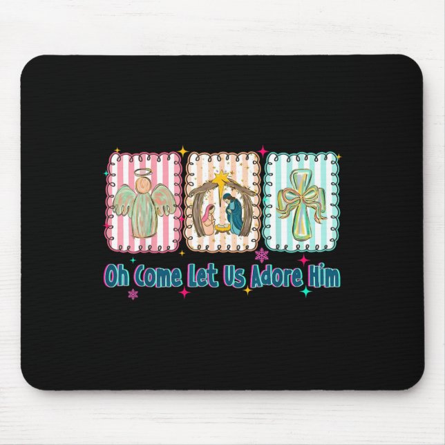 Oh Come Let Us Adore Him Christian Christmas Coque Mouse Mat (Front)