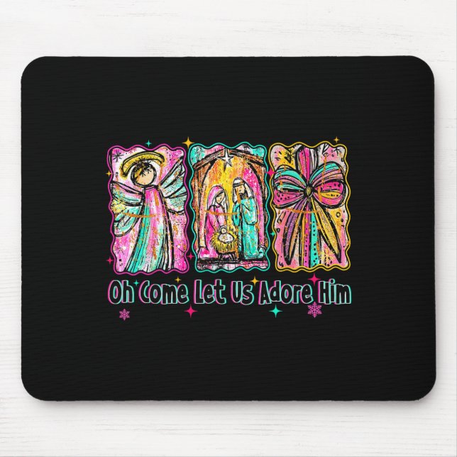Oh Come Let Us Adore Him Christian Christmas Coque Mouse Mat (Front)