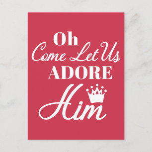 Oh Come Let Us Adore Him Christian Christmas Postcard