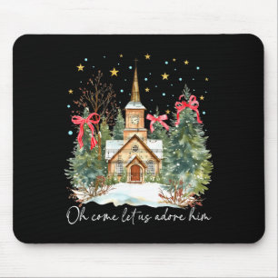 Oh Come Let Us Adore Him Christian Jesus Christmas Mouse Mat