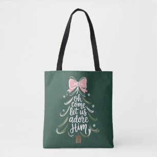 Oh Come Let Us Adore Him Christian Xmas Religious Tote Bag