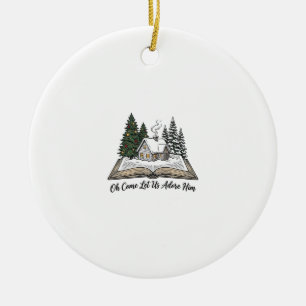 Oh Come Let Us Adore Him Christmas Book Design_1 Ceramic Tree Decoration