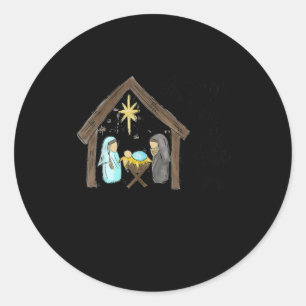 Oh Come Let Us Adore Him Christmas Funny Jesus Lov Classic Round Sticker