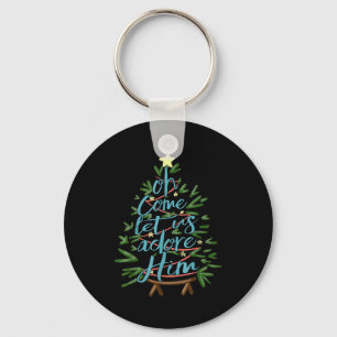 Oh Come Let Us Adore Him, Christmas Tree Quote Key Ring