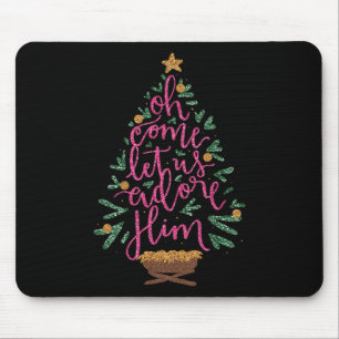 Oh Come Let Us Adore Him Jesus Christmas Christian Mouse Mat