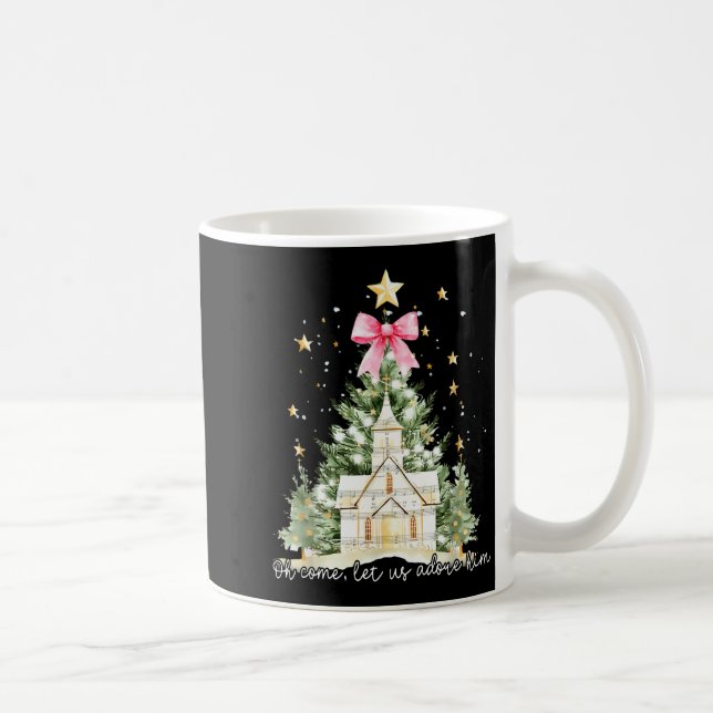 Oh Come Let Us Adore Him Jesus Christmas Tree Coqu Coffee Mug (Right)