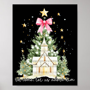 Oh Come Let Us Adore Him Jesus Christmas Tree Coqu Poster