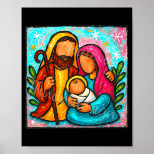 Oh Come Let Us Adore Him Jesus Nativity Scene Chri Poster