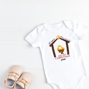 Oh come let us adore Him, my first Christmas Baby Bodysuit