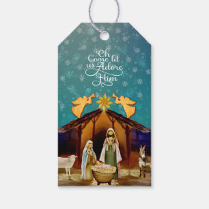 "Oh Come Let Us Adore Him" Nativity Christmas Gift Tags