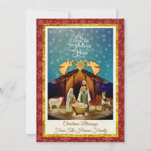 "Oh Come Let Us Adore Him" Nativity Christmas Holiday Card