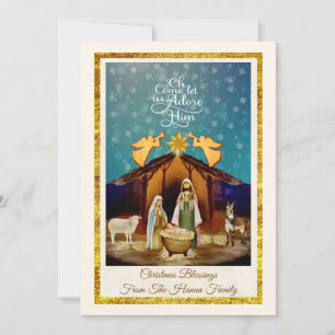 "Oh Come Let Us Adore Him" Nativity Christmas Holiday Card