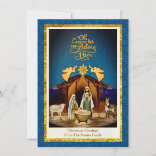 "Oh Come Let Us Adore Him" Nativity Christmas Holiday Card
