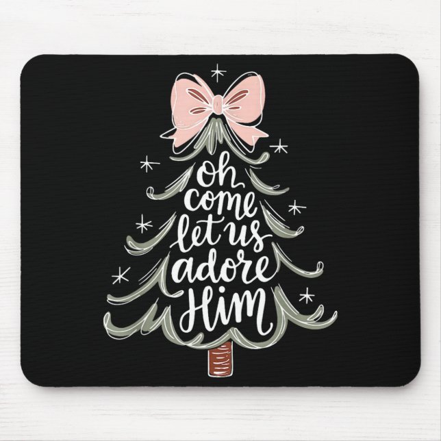 Oh Come Let Us Adore Him Nativity Christmas Tree C Mouse Mat (Front)