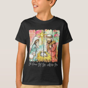 Oh Come Let Us Adore Him Nativity Scene Christian T-Shirt