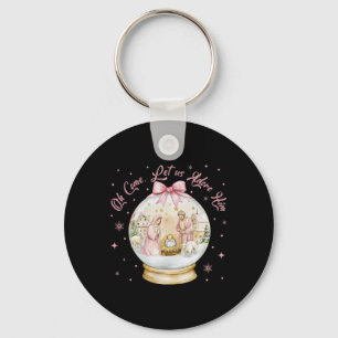 Oh Come Let Us Adore Him Nativity Scene Snow Globe Key Ring