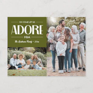 Oh Come Let Us Adore Him OLIVE Christian 2 Photo Holiday Postcard