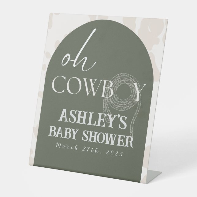 Oh Cowboy Baby Shower Pedestal Sign (Front)
