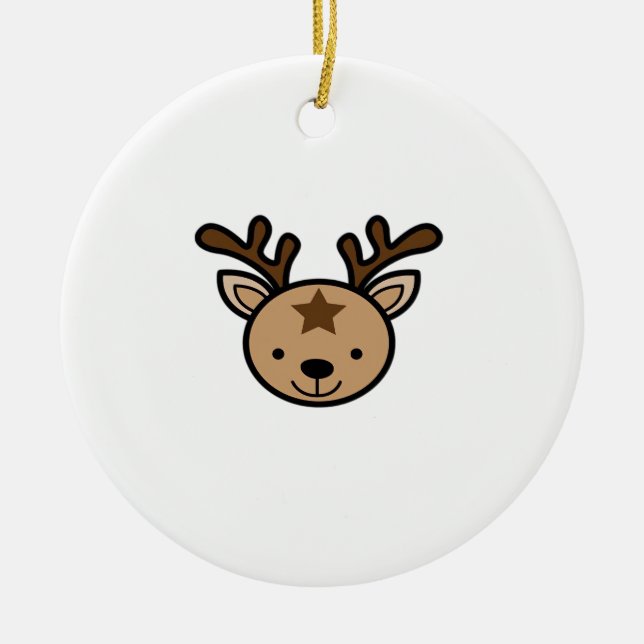 Oh Cute Deer Minimal Design Ceramic Tree Decoration (Front)