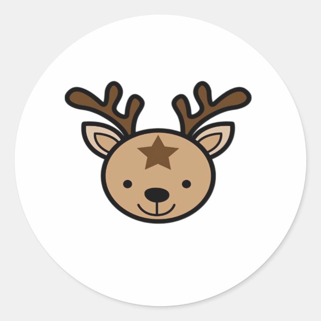 Oh Cute Deer Minimal Design  Classic Round Sticker (Front)