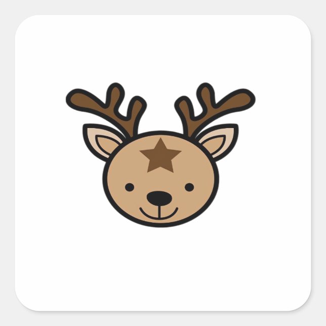 Oh Cute Deer Minimal Design  Square Sticker (Front)