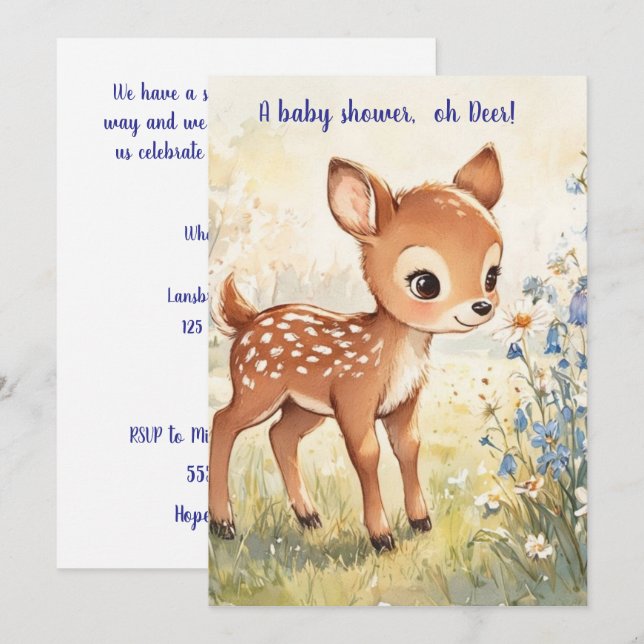 Oh Dear Baby Shower Digital Download Invitation (Front/Back)