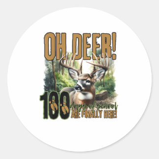 Oh Deer 100 Days Of School Deer Hunting Celebratio Classic Round Sticker