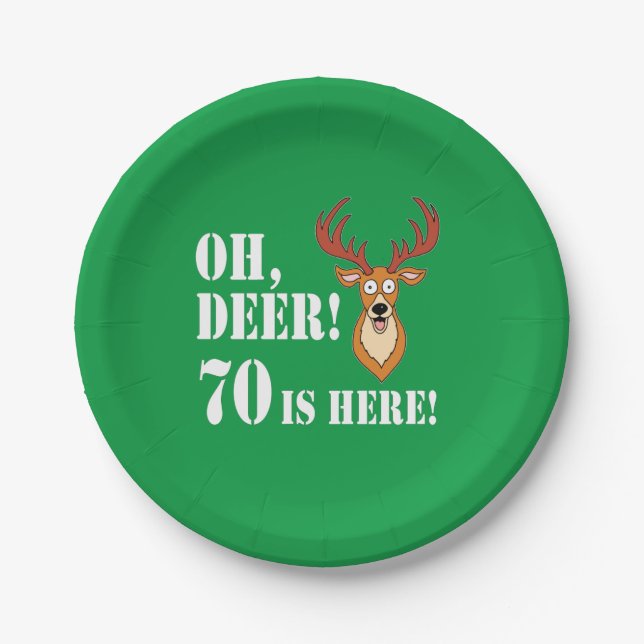 Oh Deer 70th Birthday Paper Plate (Front)