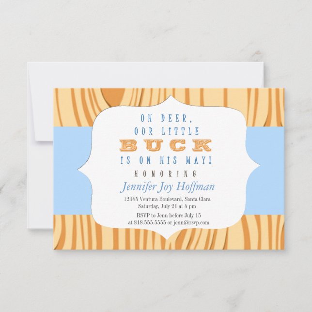 Oh Deer, A Little Buck Is On His Way! Camo Invite (Front)