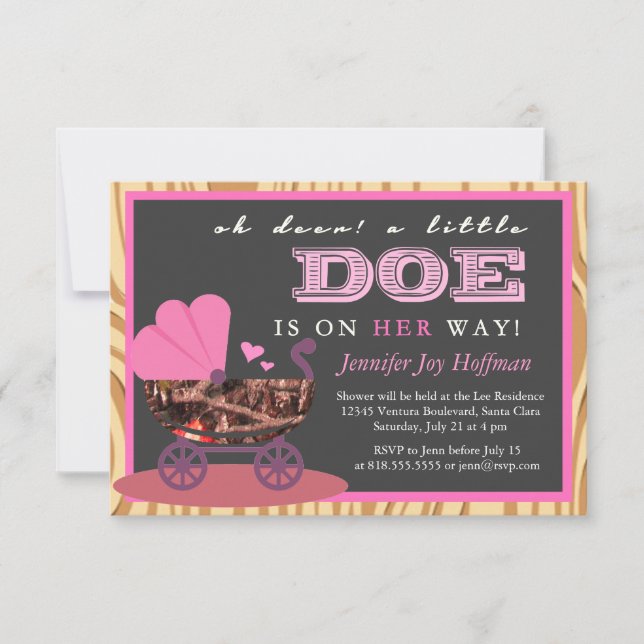 Oh Deer, A Little Doe Is On Her Way! Camo Invite (Front)